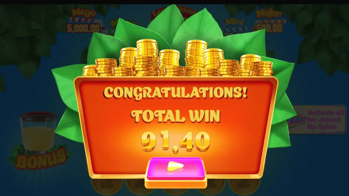 Lucky Lemons 2 Juiced Up slot game interface featuring vibrant citrus symbols and pop-art graphics.