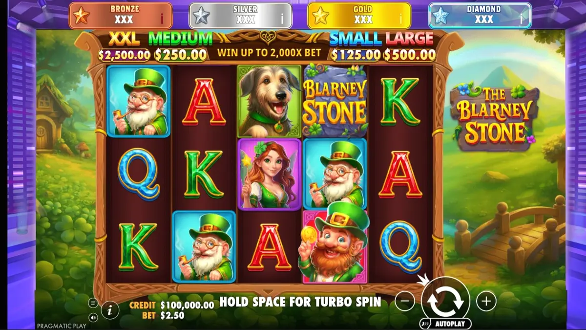 Pemandangan magis pedesaan Irlandia dalam slot The Blarney Stone