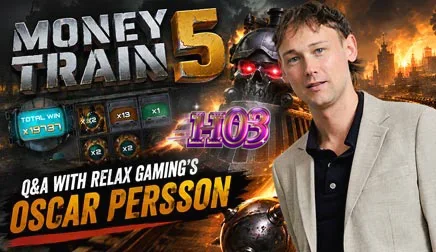 Tampilan visual dari permainan slot Money Train 5 dengan elemen kereta dan karakter unik